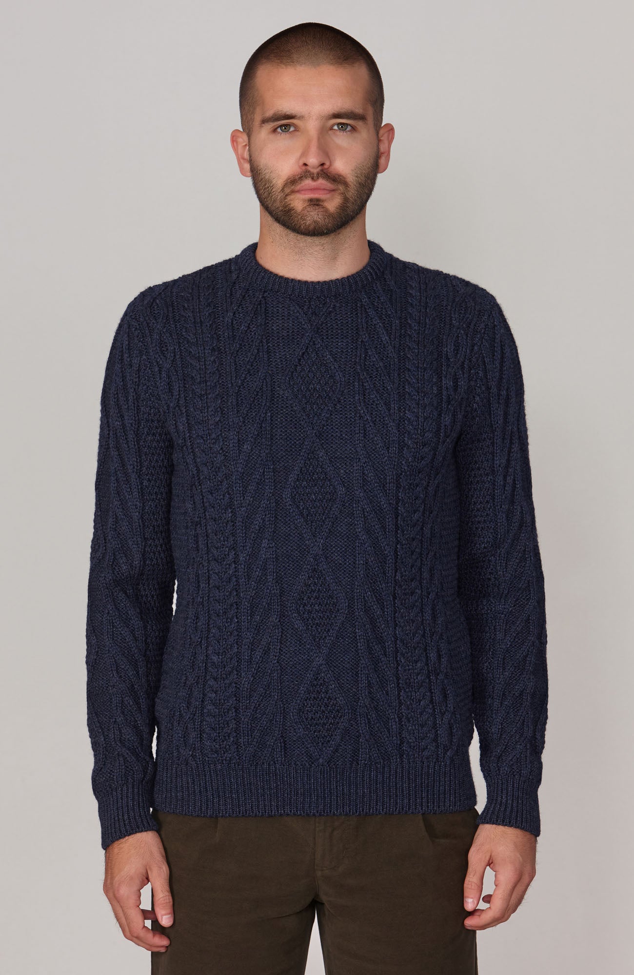 Mens Chunky Merino Wool Cable Jumper Paul James Knitwear