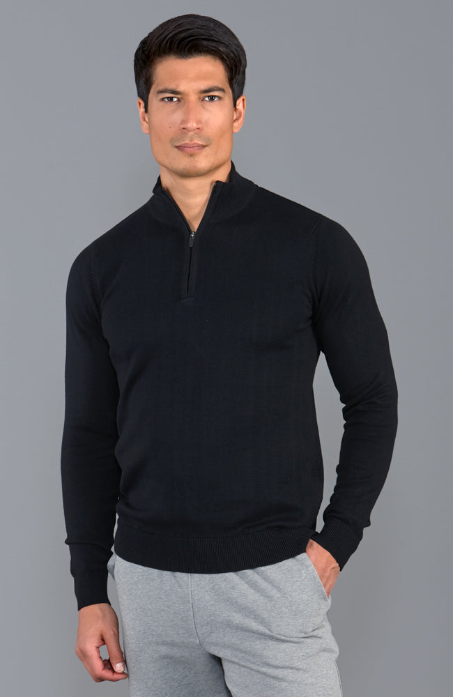 Merino Wool Quarter-Zip Sweater Black