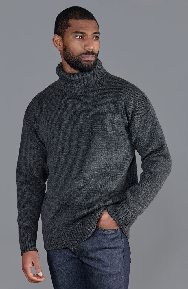 Merino Wool Roll Neck Sweater Natural