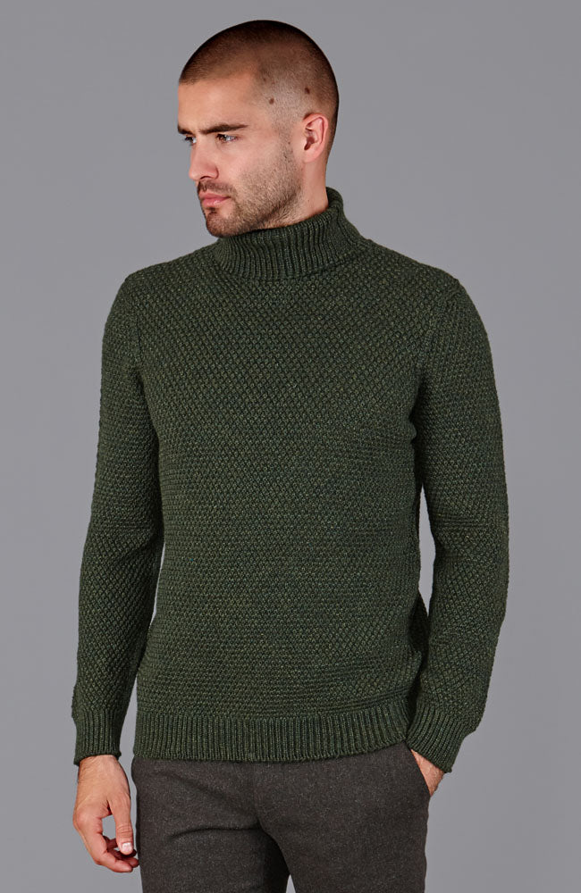 Men Chunky Knitted Jumper Roll Turtle Neck Warm Pullover Sweater
