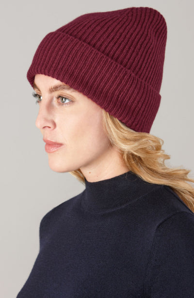 burgundy cashmere beanie hat