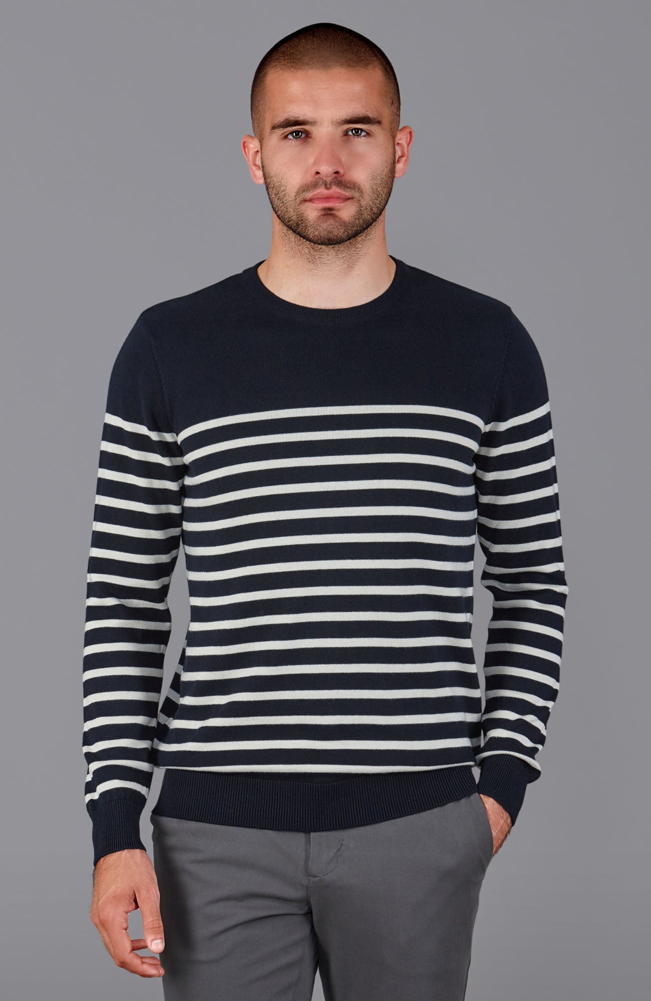 navy mens breton stripe jumper