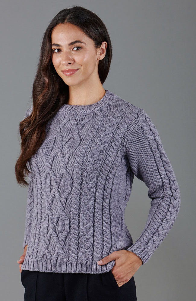 purple womens chunky cable wool jumper