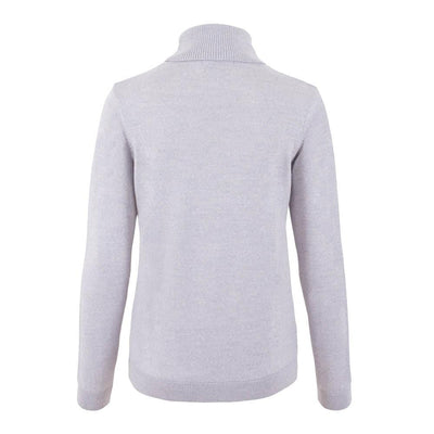 womens light grey merino wool round neck jumper back