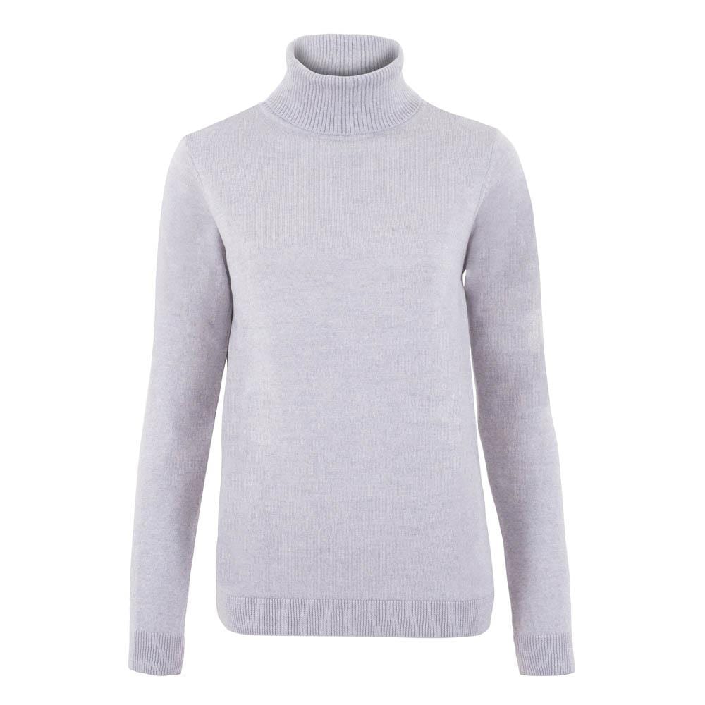 womens light grey merino wool round neck jumper front