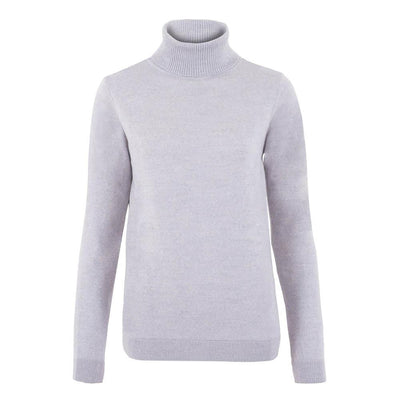 womens light grey merino wool round neck jumper front