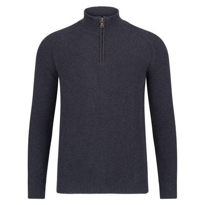 grey mens chunky zip neck jumper