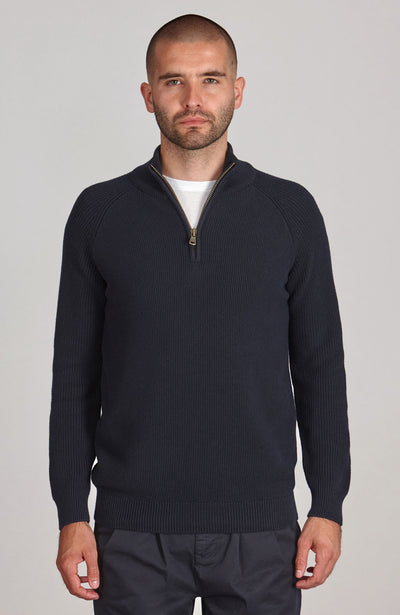 navy mens zip neck jumper