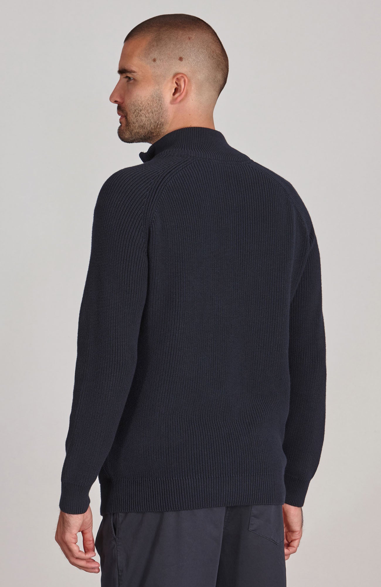 navy mens zip neck jumper