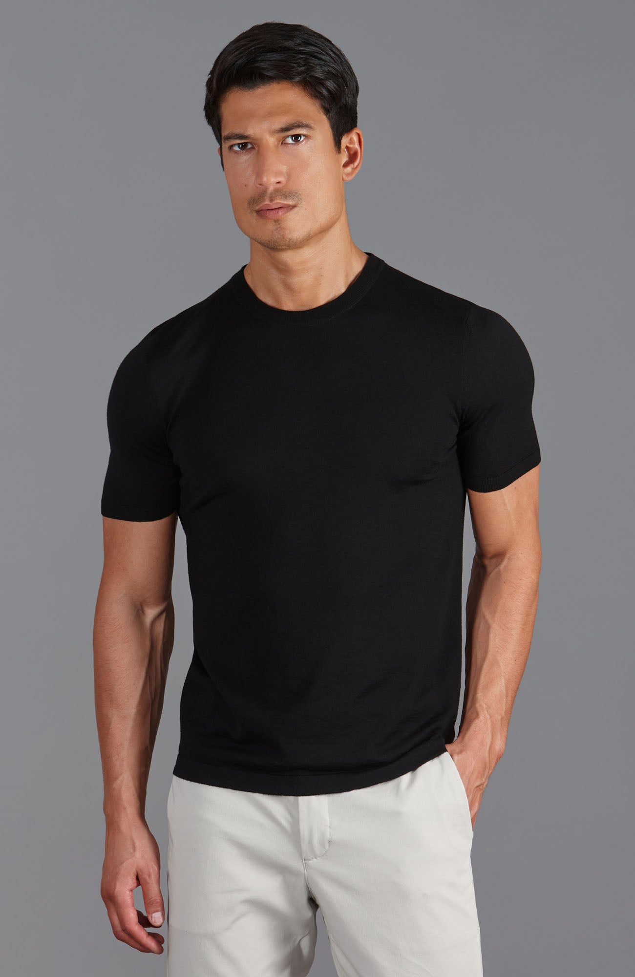 black mens merino wool t-shirt