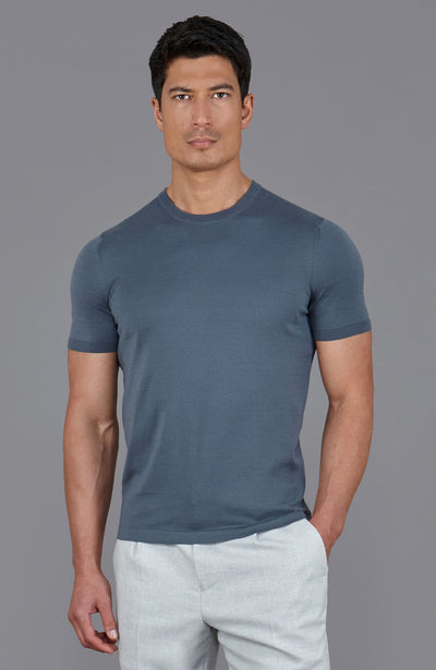 blue mens mercerised cotton t-shirt