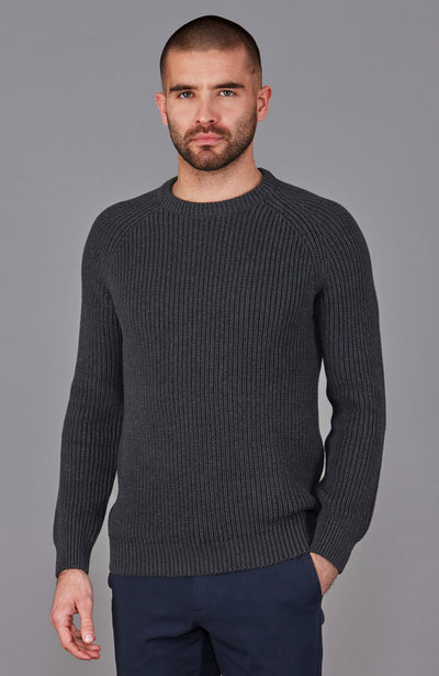 dark grey mens fisherman jumper