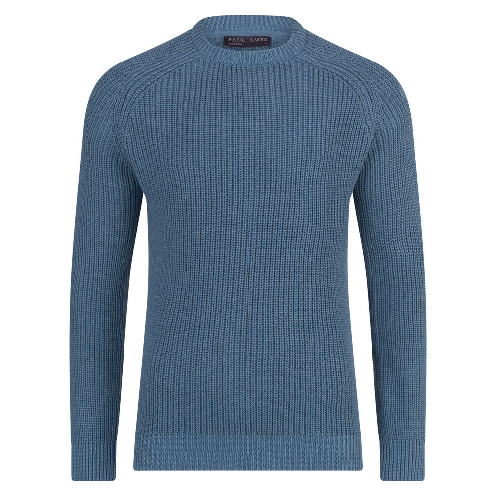 Mens 100% Cotton Fisherman Rib Knit Jumper