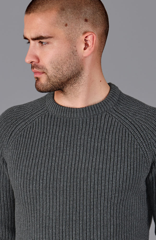 grey mens fisherman knit jumper