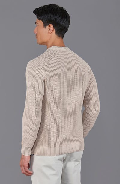 Mens Cotton Fisherman Rib Knit Jumper