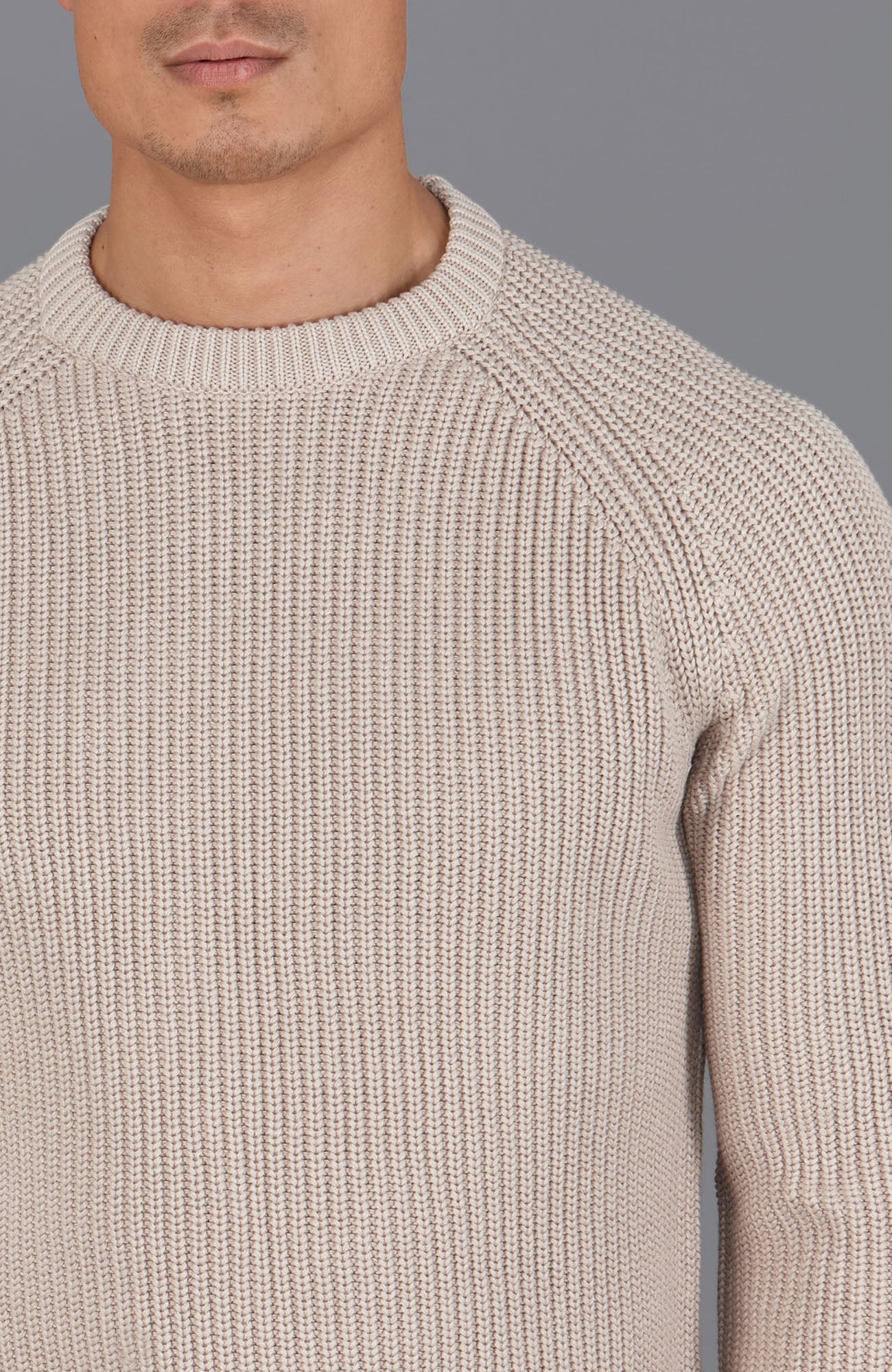 Mens Cotton Fisherman Rib Knit Jumper