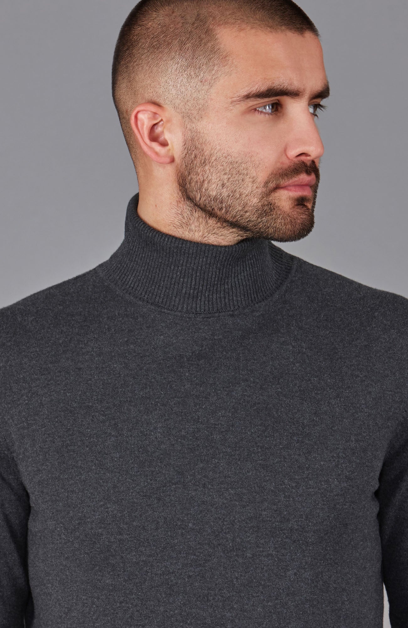 grey mens roll neck jumper