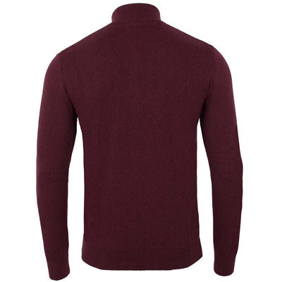 burgundy mens cotton fine knit lightweight half zip neck jumper