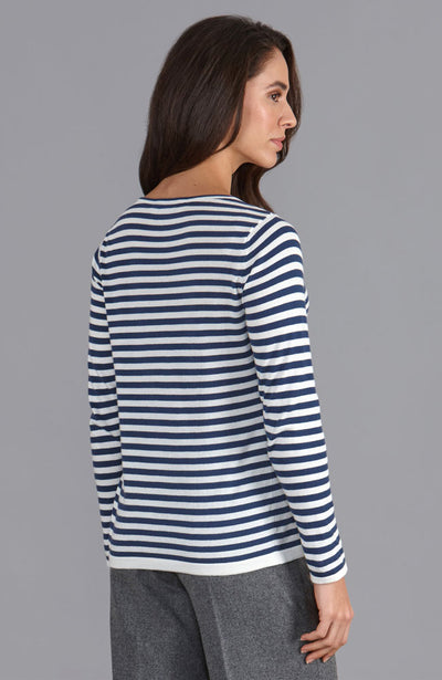 ladies breton stripe long sleeve jumper