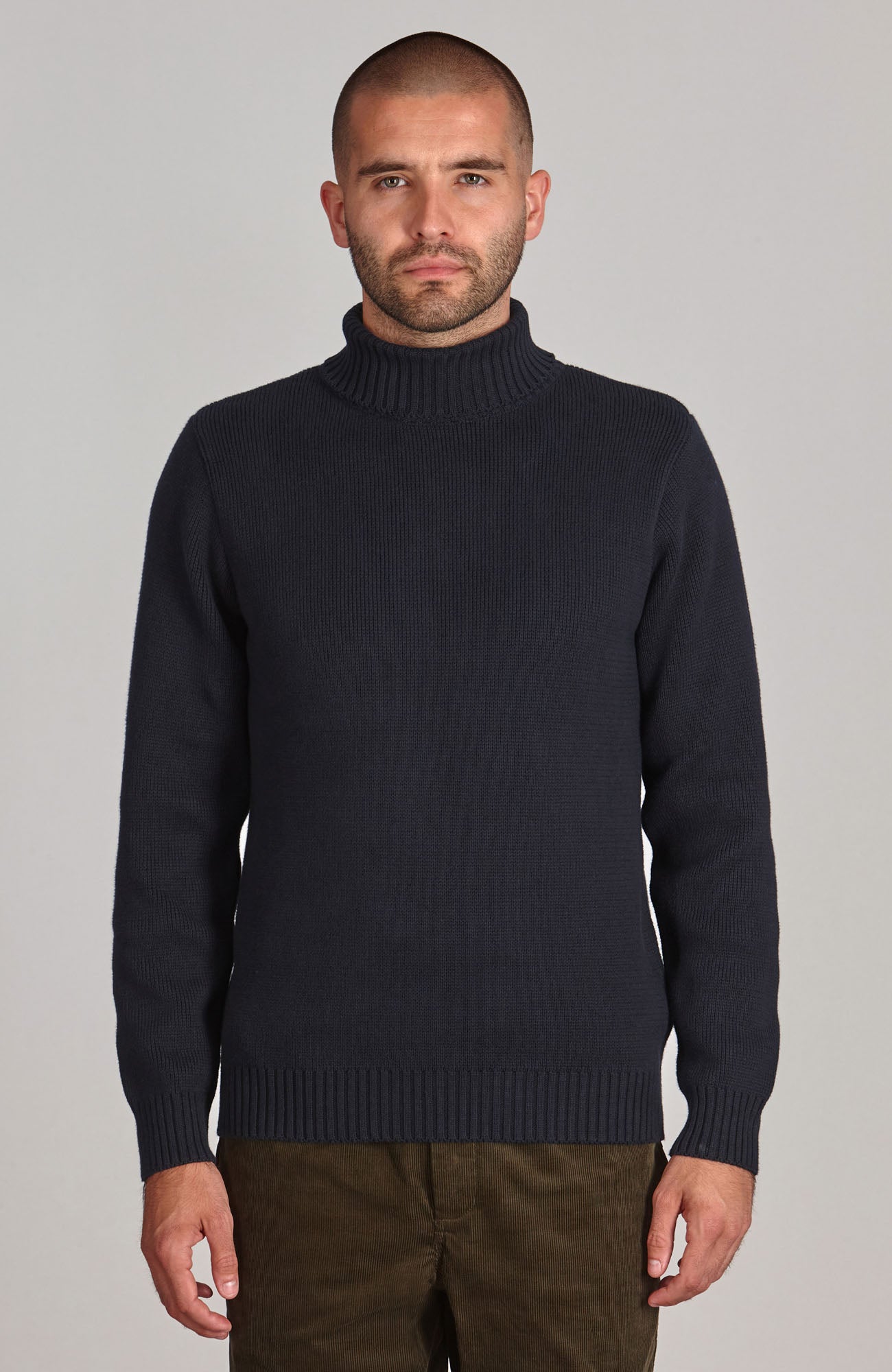 navy mens submariner cotton roll neck jumper