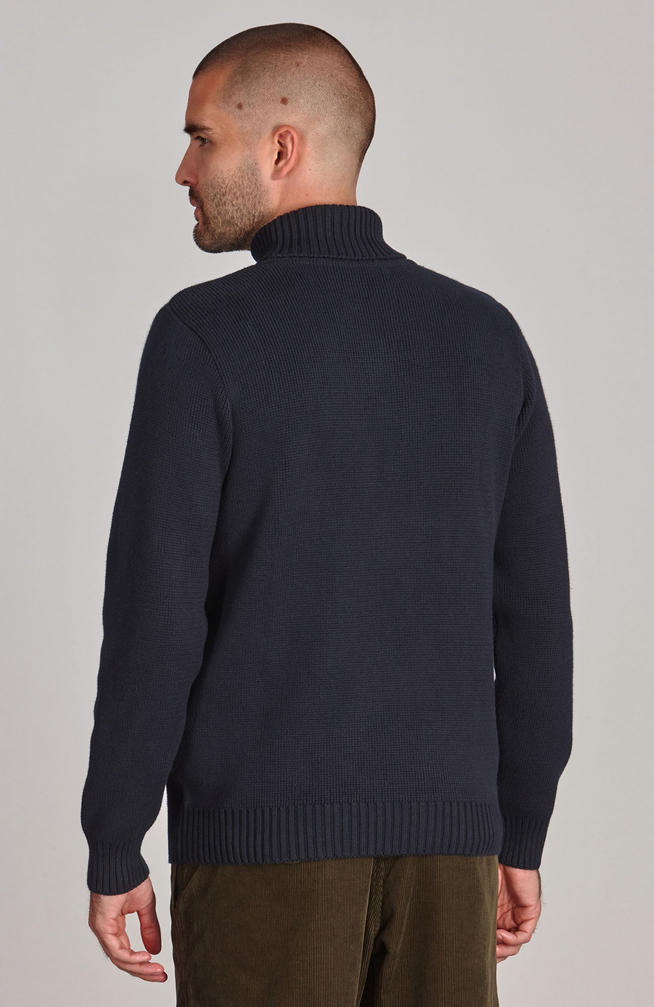 navy mens submariner cotton roll neck jumper