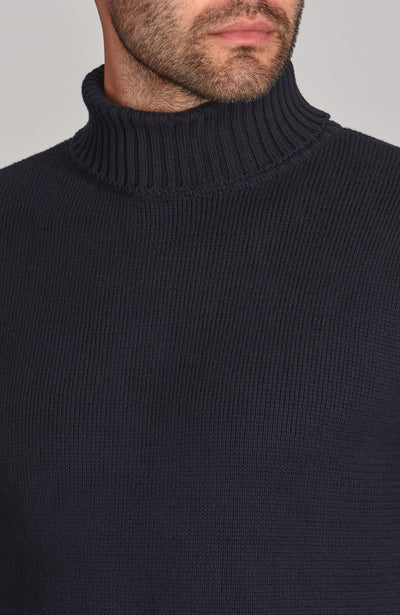 navy mens submariner cotton roll neck jumper