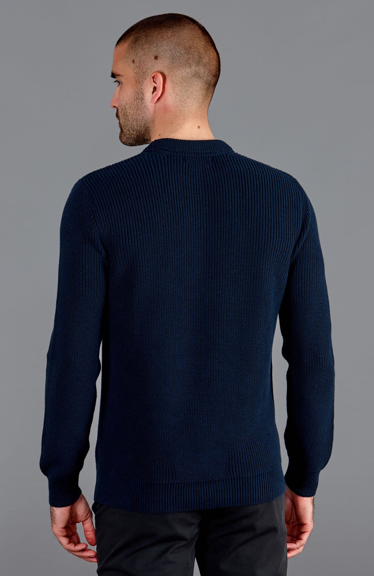 Mens Midweight 100% Cotton Fisherman Rib Jumper