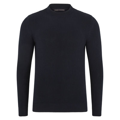 navy mens fisherman rib knit jumper