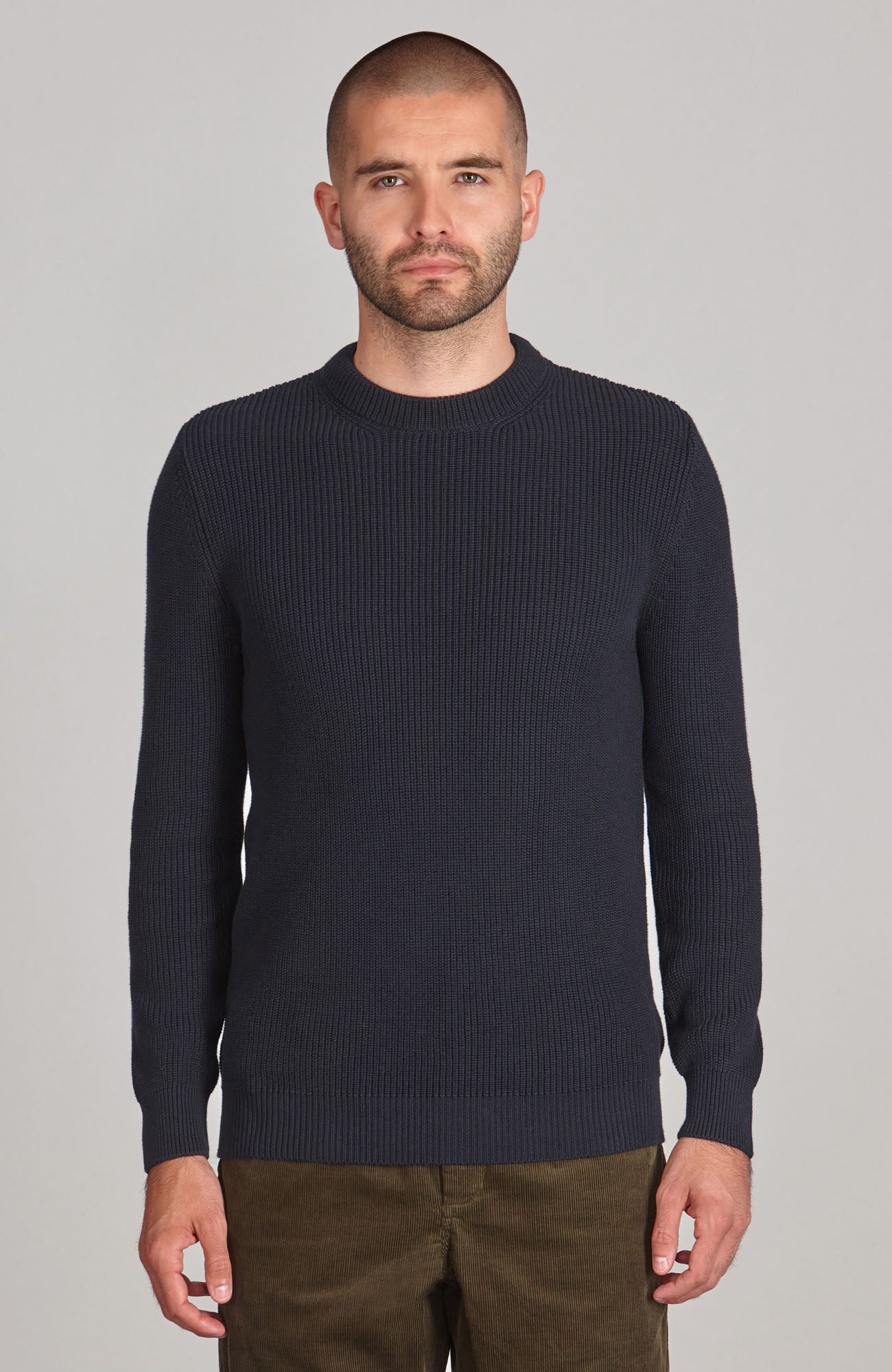 navy mens cotton rib jumper