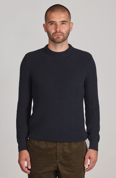 navy mens fisherman rib knit jumper