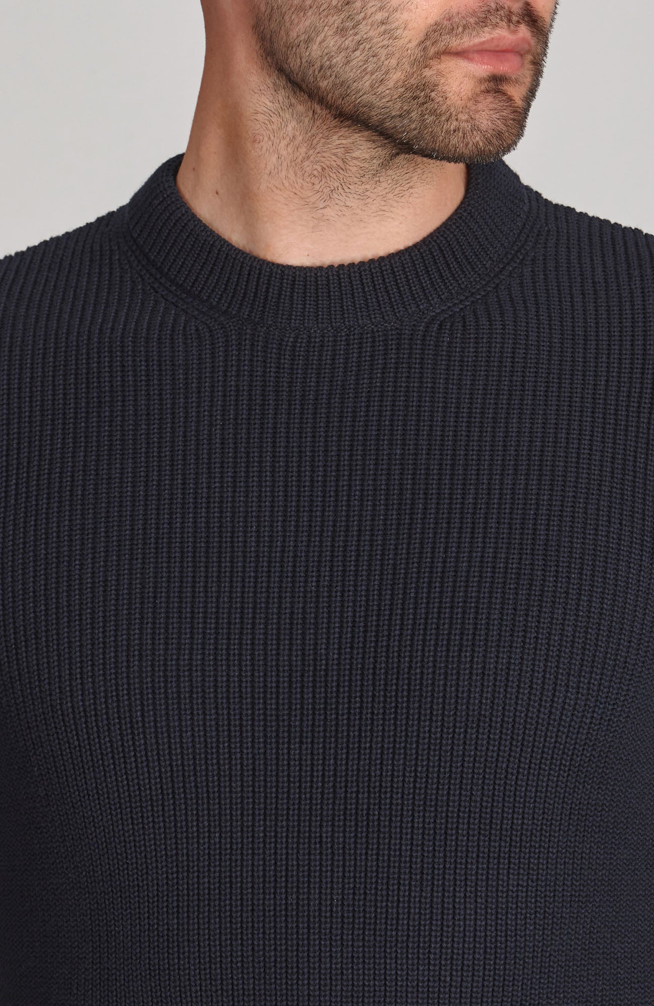 navy mens fisherman rib knit jumper