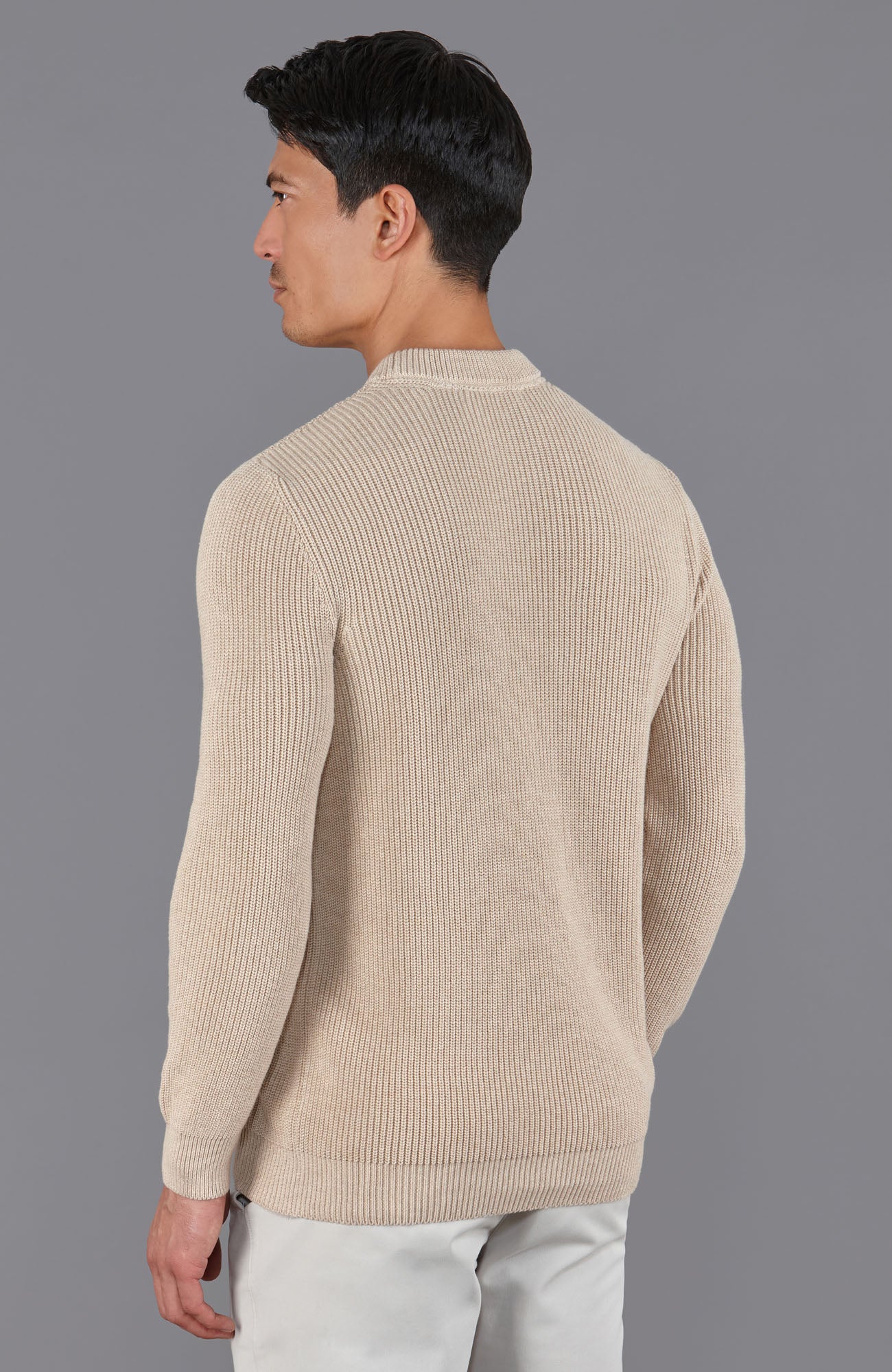 beige mens fisherman knit jumper