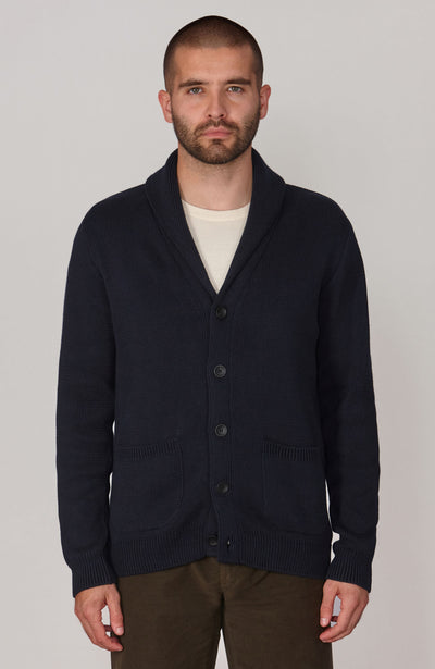 navy mens shawl collar cardigan