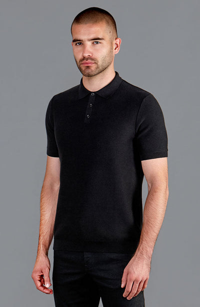 black mens short sleeve polo shirt