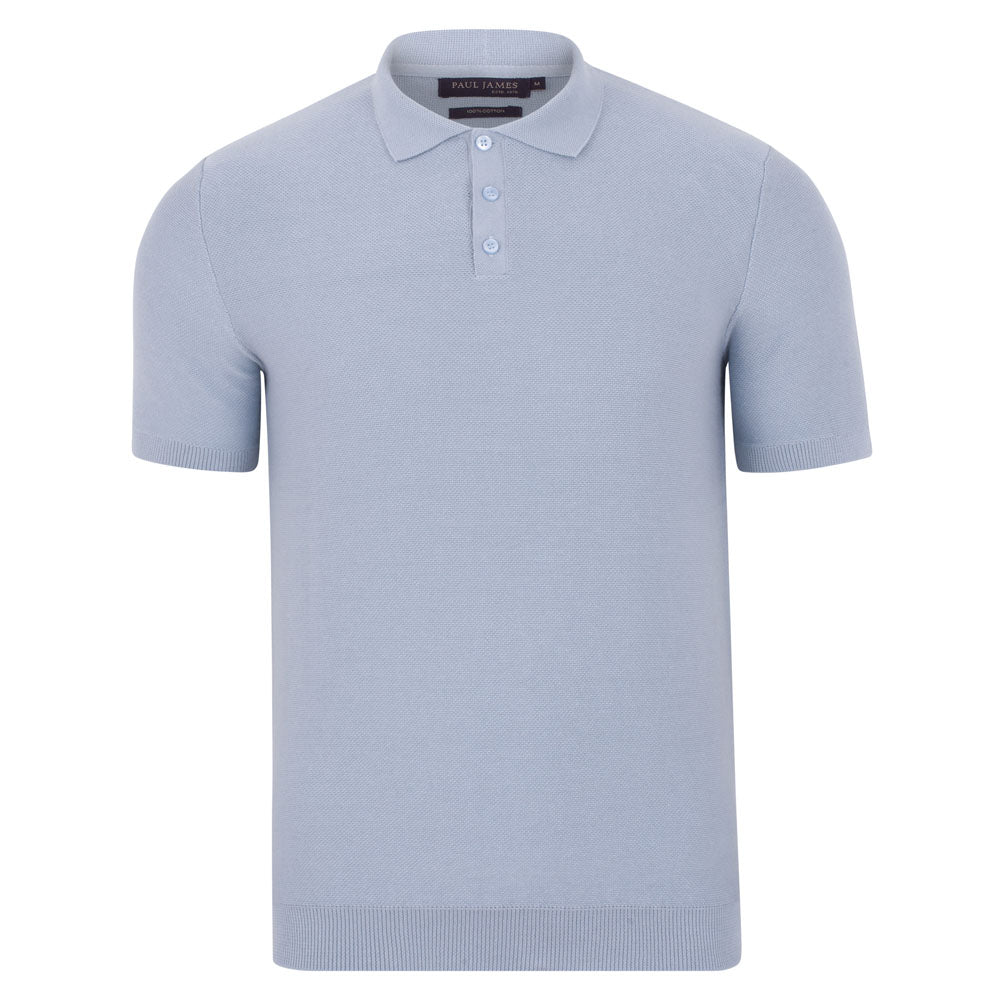 mens light blue thick short sleeve polo shirt