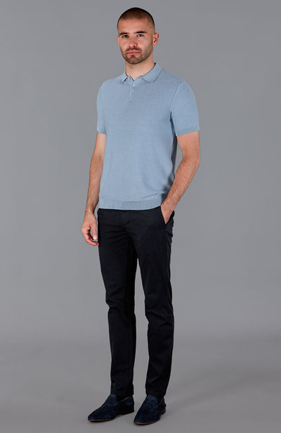 blue mens short sleeve polo neck shirt