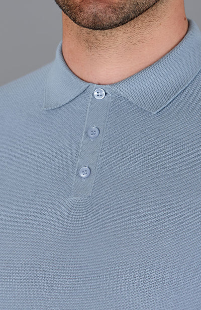 blue mens short sleeve polo neck shirt