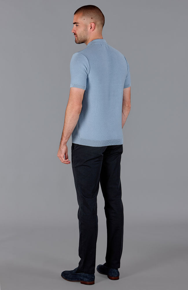 blue mens short sleeve polo neck shirt