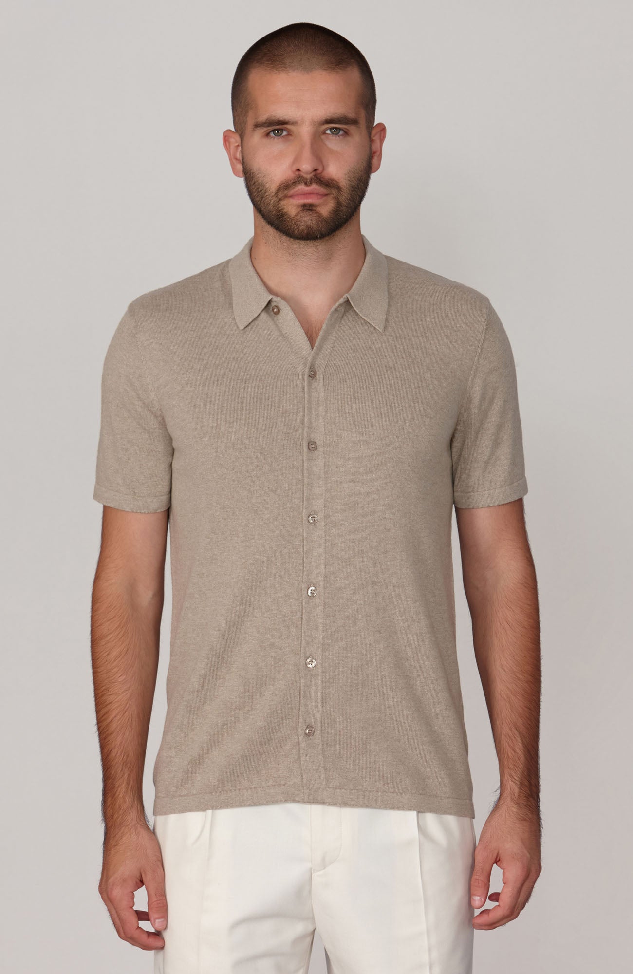 beige mens short sleeve shirt