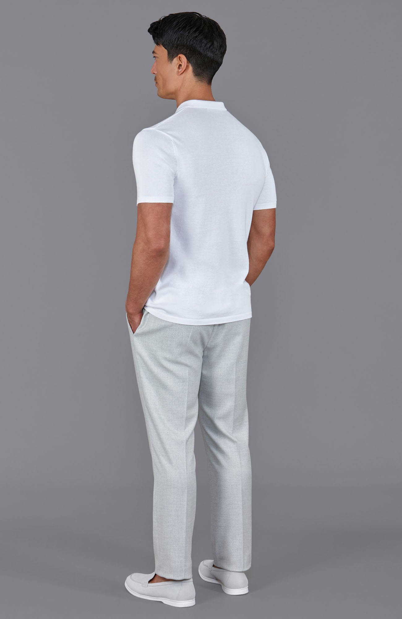 white mens knitted short sleeve shirt