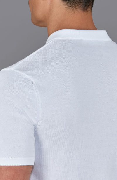 white mens knitted short sleeve shirt