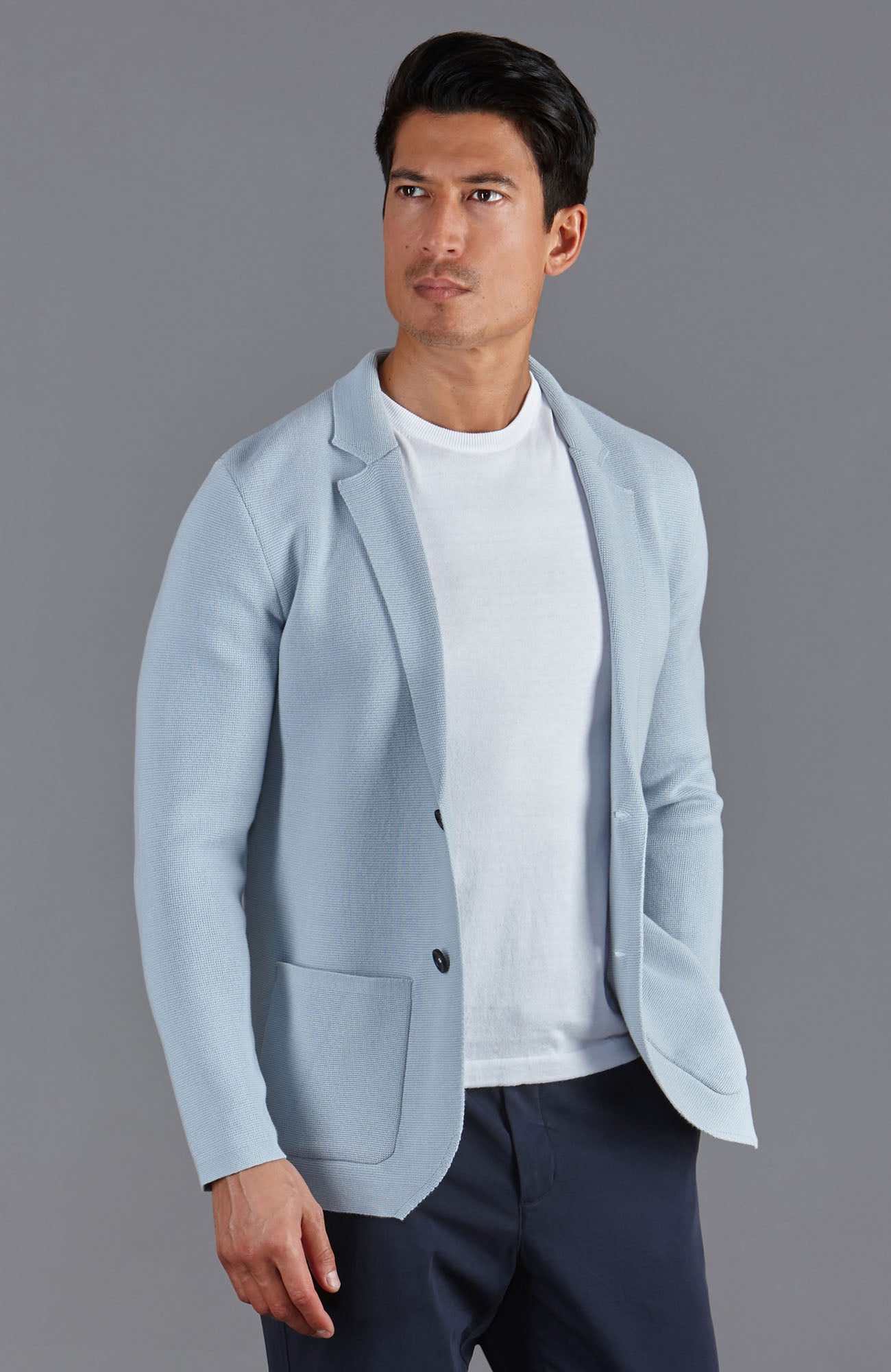 sky blue mens summer unstructured blazer