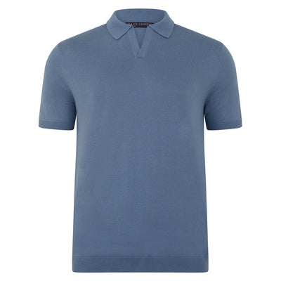 blue mens buttonless polo shirt