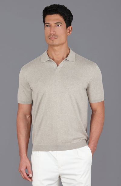 beige mens short sleeve polio shirt