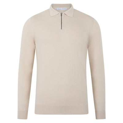 white mens zip neck jumper