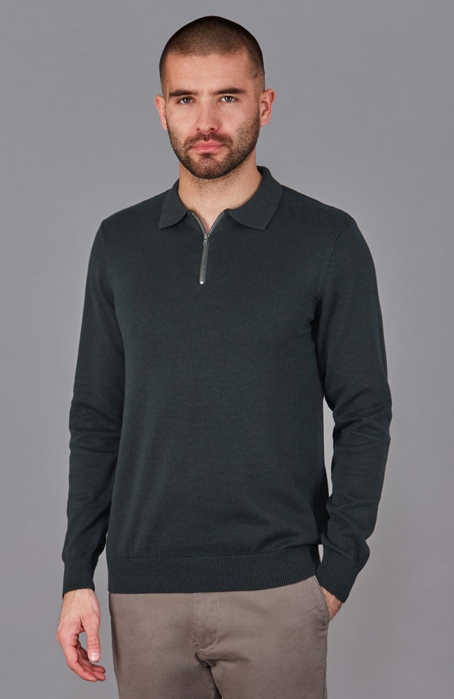 green mens zip neck jumper