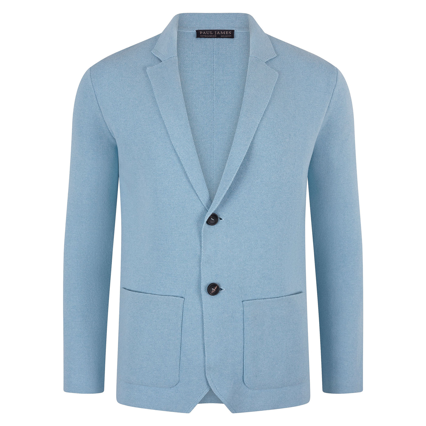 Pale blue mens knitted blazer
