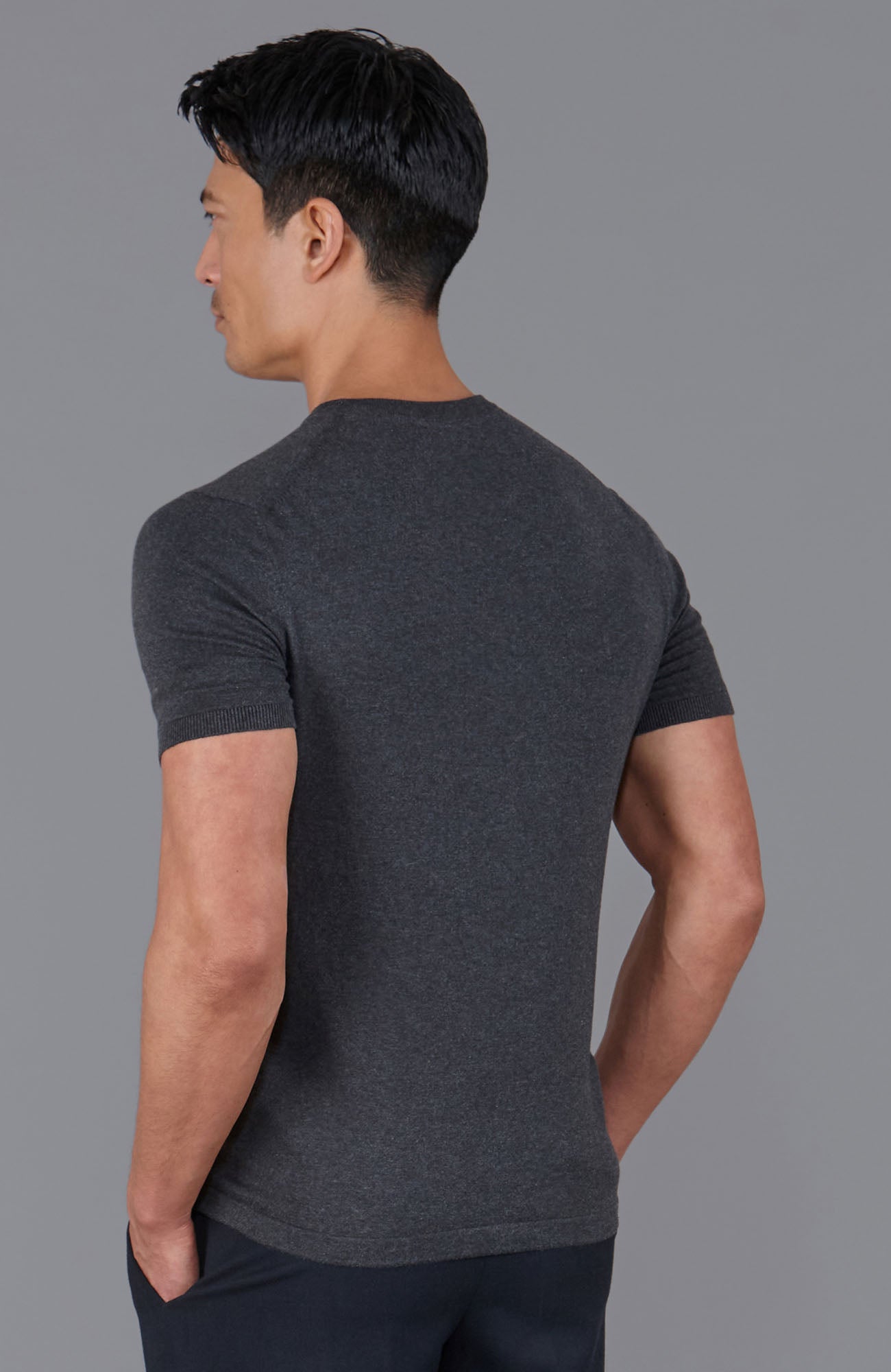 dark grey mens knitted t-shirt