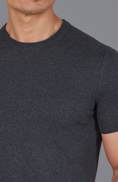 dark grey mens knitted t-shirt