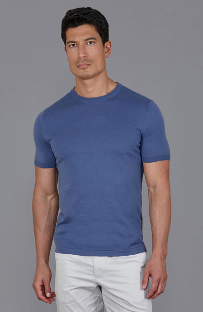 blue mens knitted t-shirt